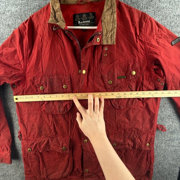 Barbour International Gauging Waxed Canvas Jacket Red Size XL Women Full Zip - Picture 8 of 16